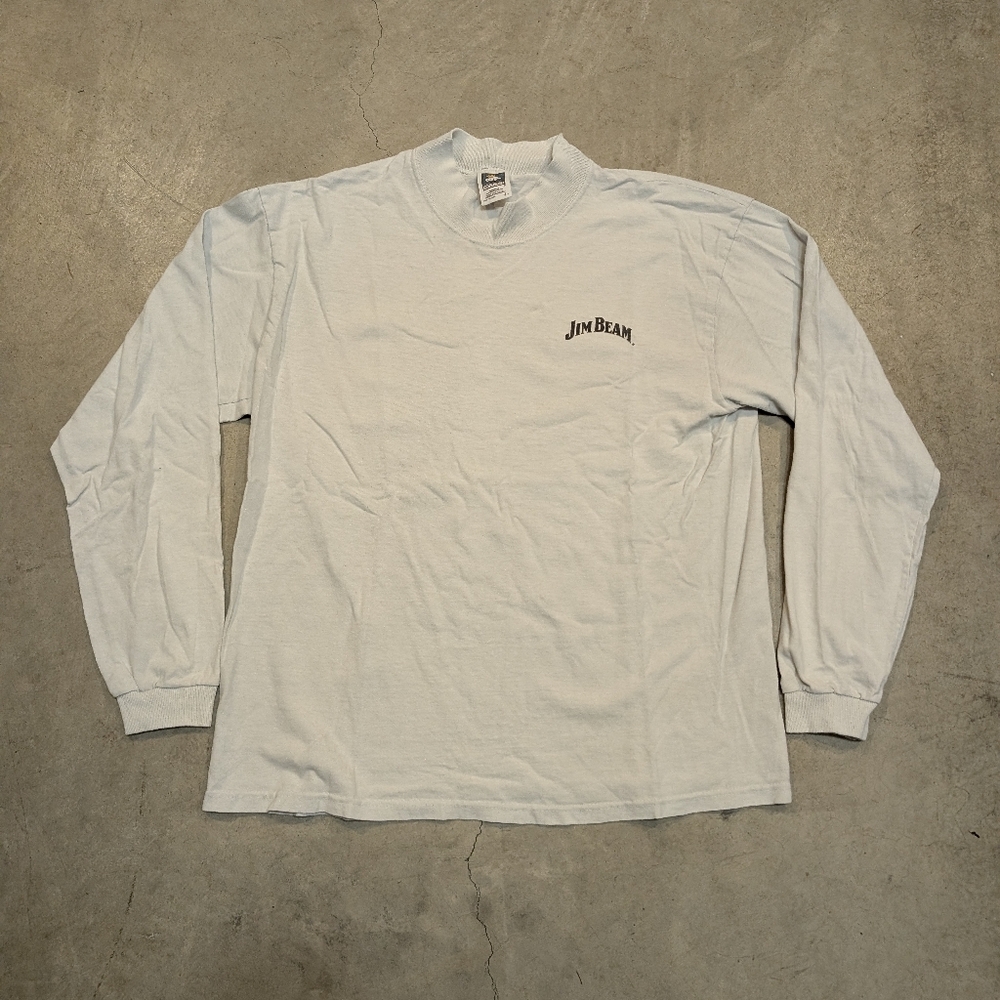 Jim Beam Men's L Long-Sleeve Logo Tee in Off-White